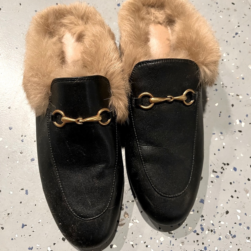 Fur Mules for Women Leather
